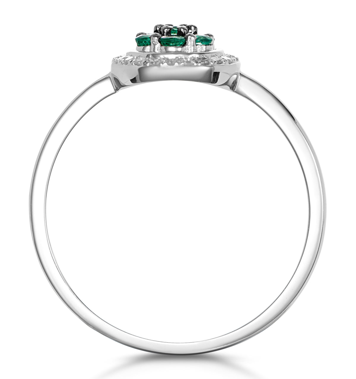 0.16ct Emerald and Diamond Ring in 9K White Gold - SIZES AVAILABLE J O P